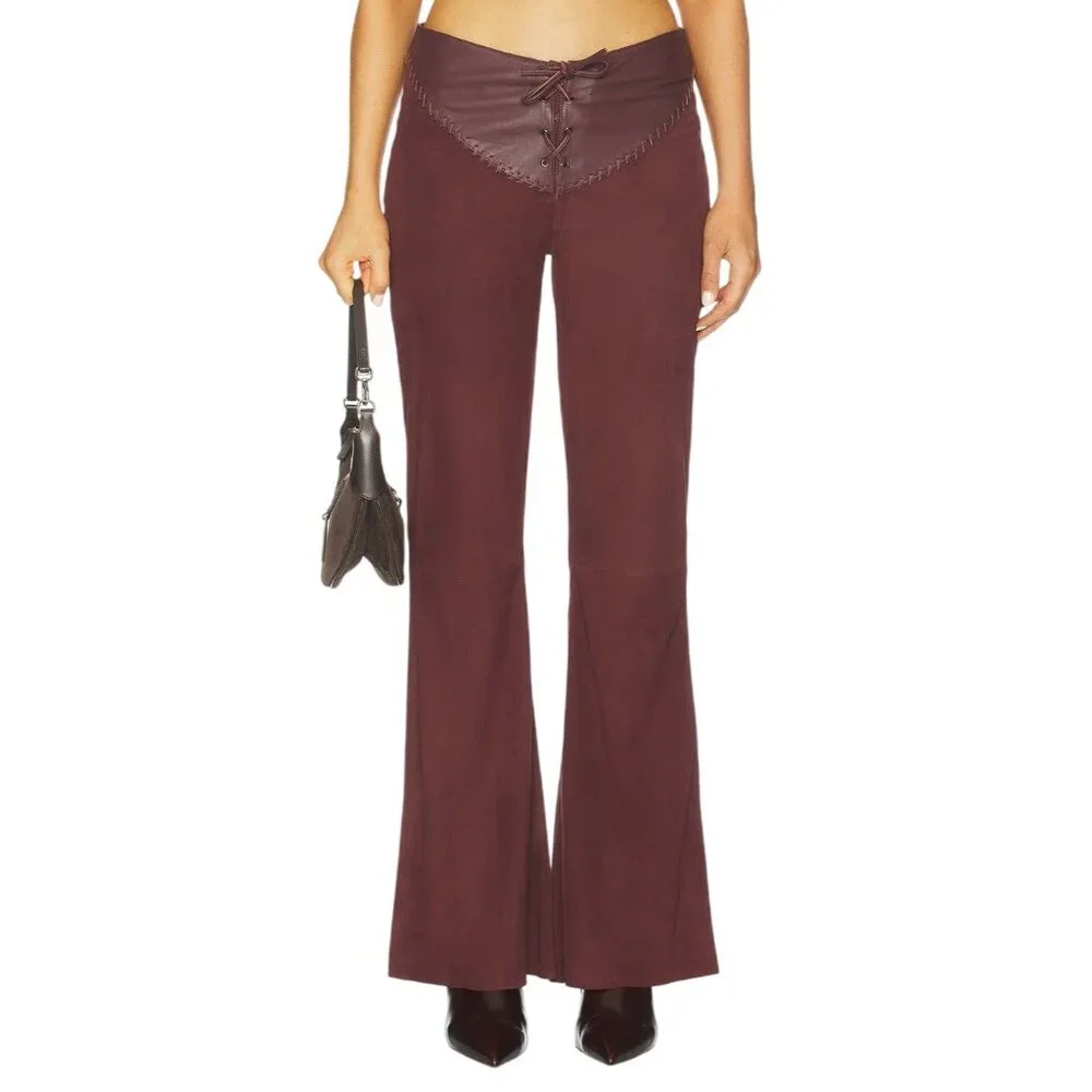 Understated Leather Sonny Suede Pants in Chocolate Small New Womens Leather